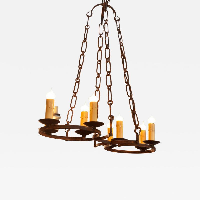 Custom iron light Cuyahoga chandelier with 8 sockets