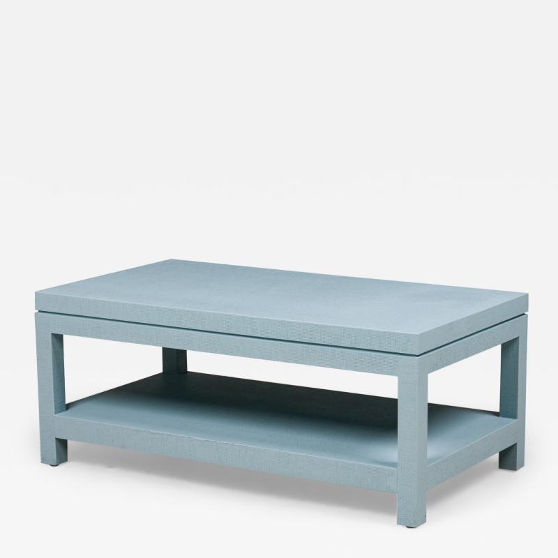 Customizable Asian Painted Raffia Wrapped Coffee Table With Reveal