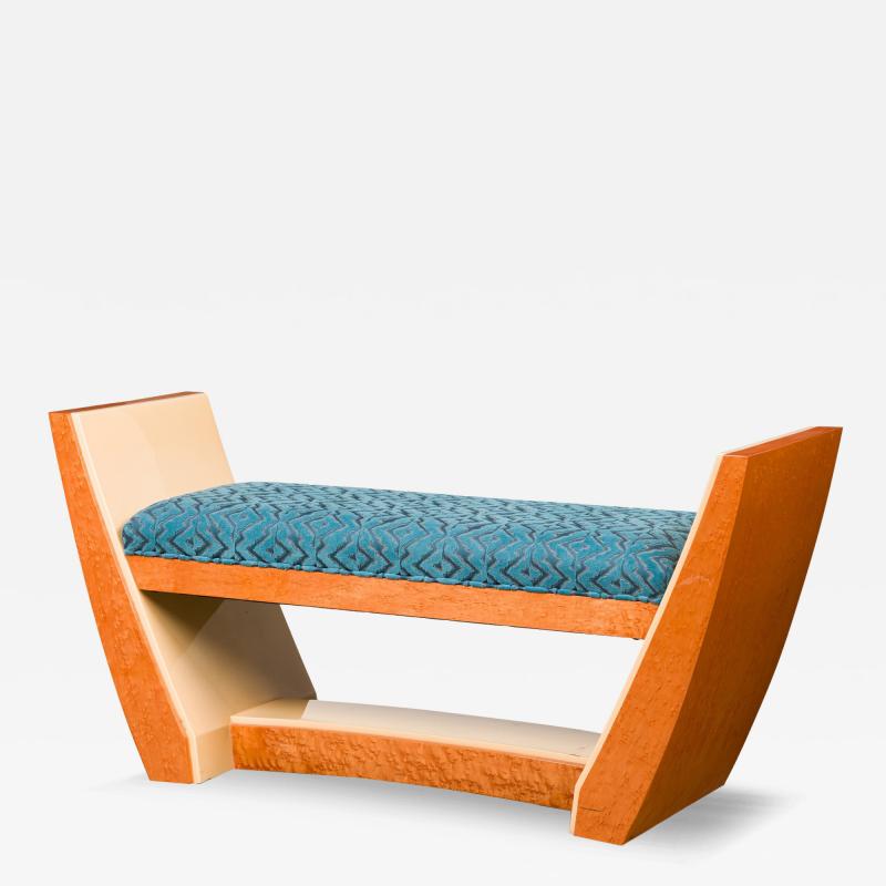 Customizable French Art Deco Style Custom Wooden Upholstered Bench