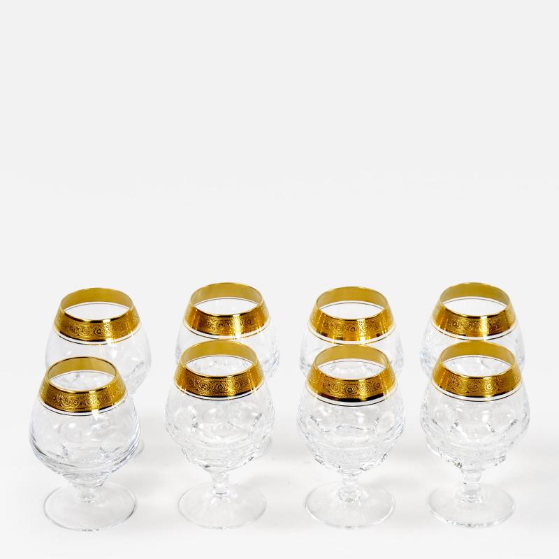 Cut Crystal Double Trim Gold Decorated Snifter Service 8 People