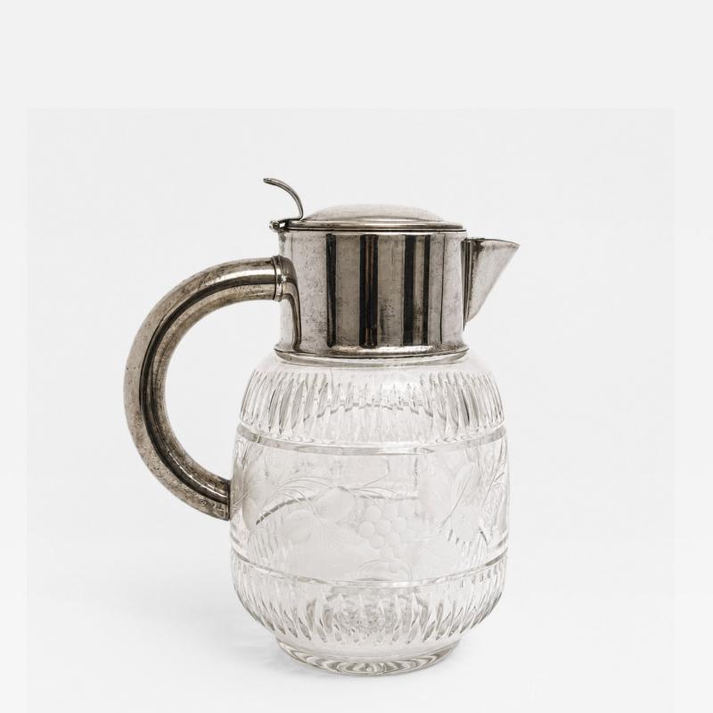 Cut Crystal Silver plated Cooling Pitcher 1960s 