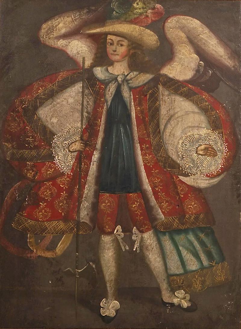 Cuzo School Painting of Archangel Michael Early 18th Century