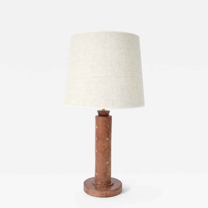 Cylindrical red leather covered lamp 1940s 