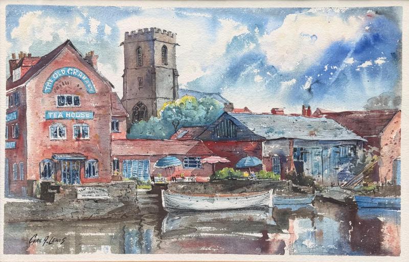 Cyril Arthur Lewis 20th Century Water Color The Old Granary Tea House by Cyril Arthur Lewis