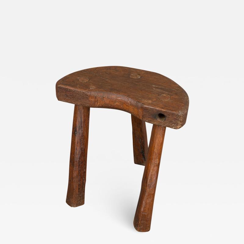 D Shaped 19th Century Rustic Stool