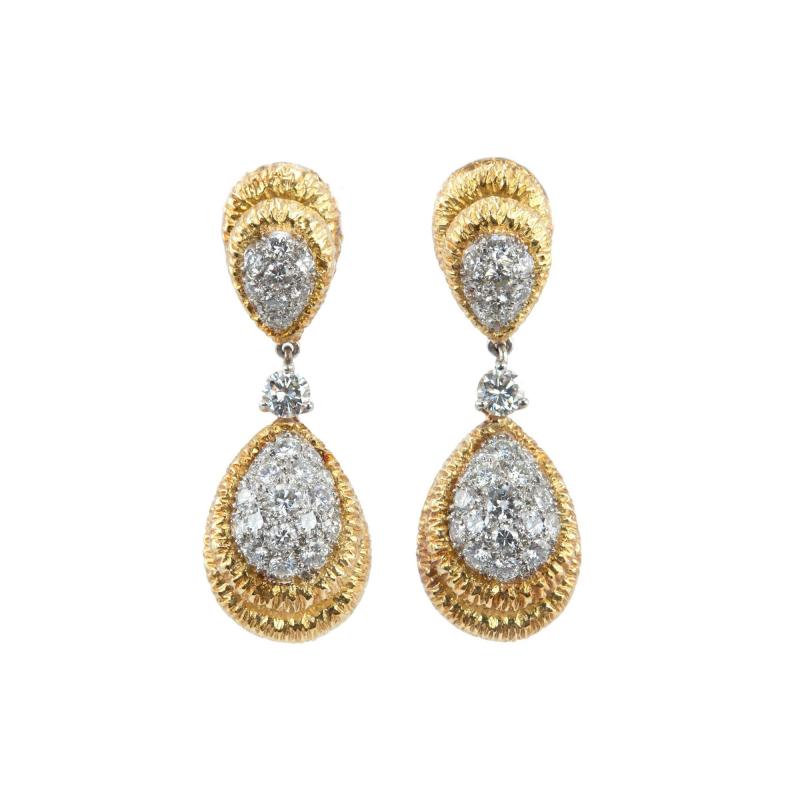 DIAMOND DANGLE TWO TONE EARRINGS