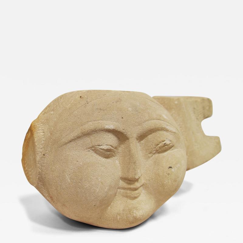 DIRACCA SCULPTURE Hand Carved Stone Head SPAIN 
