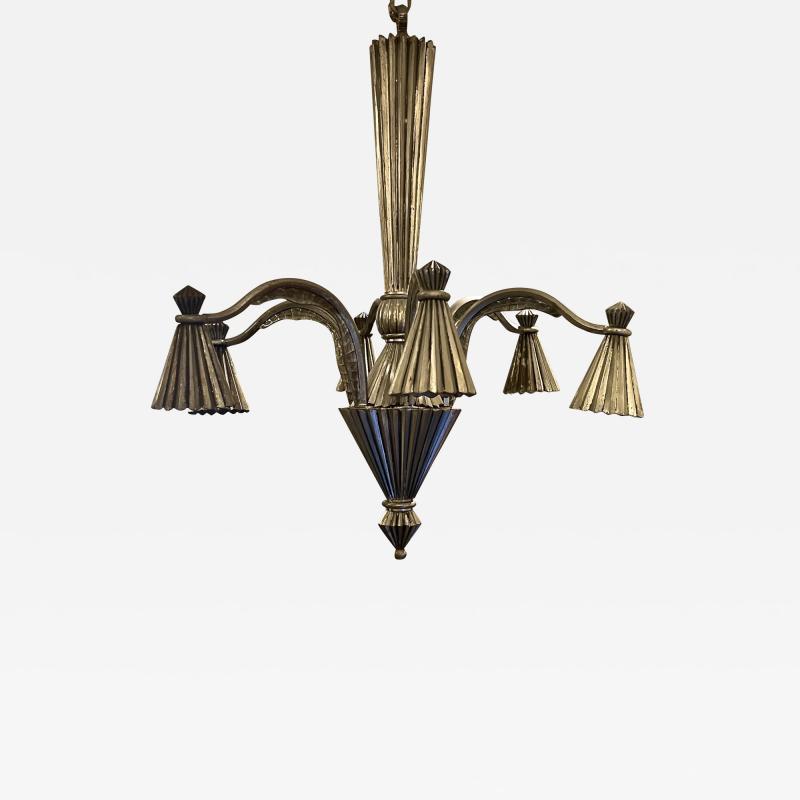 Dagobert Peche Viennese Modernist Steel Chandelier by Dagobert Peche 1910s