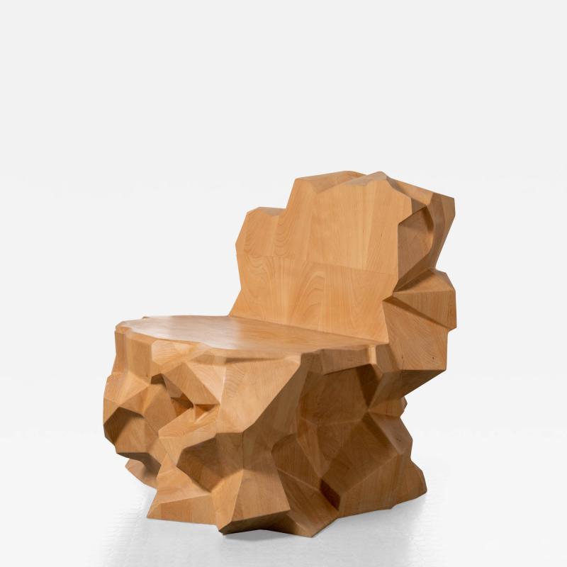 Dagoberto Rodriguez Mineral Faceted Sculptural Chair in Wood by Dagoberto Rodriguez