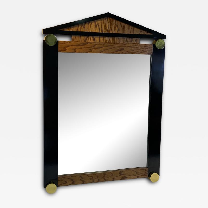 Dakota Jackson POST MODERN OAK BLACK LAMINATE AND GOLD ACCENTS WALL MIRROR