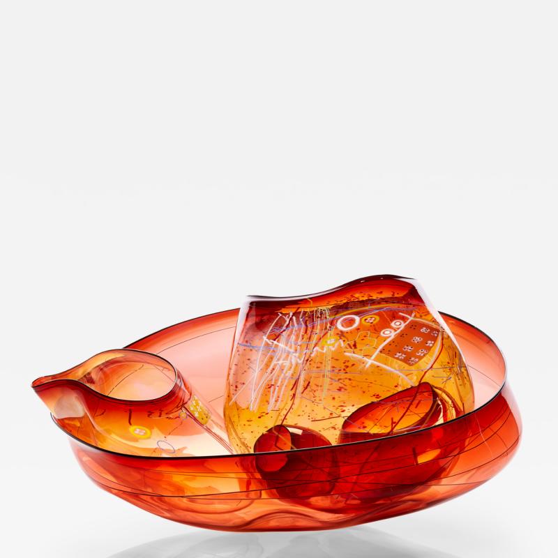 Dale Chihuly Garnet Flame Basket Set 2018