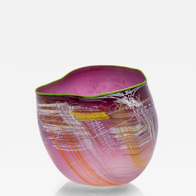 Dale Chihuly Wild Aster Soft Cylinder with Pale Green Lip Wrap 2014