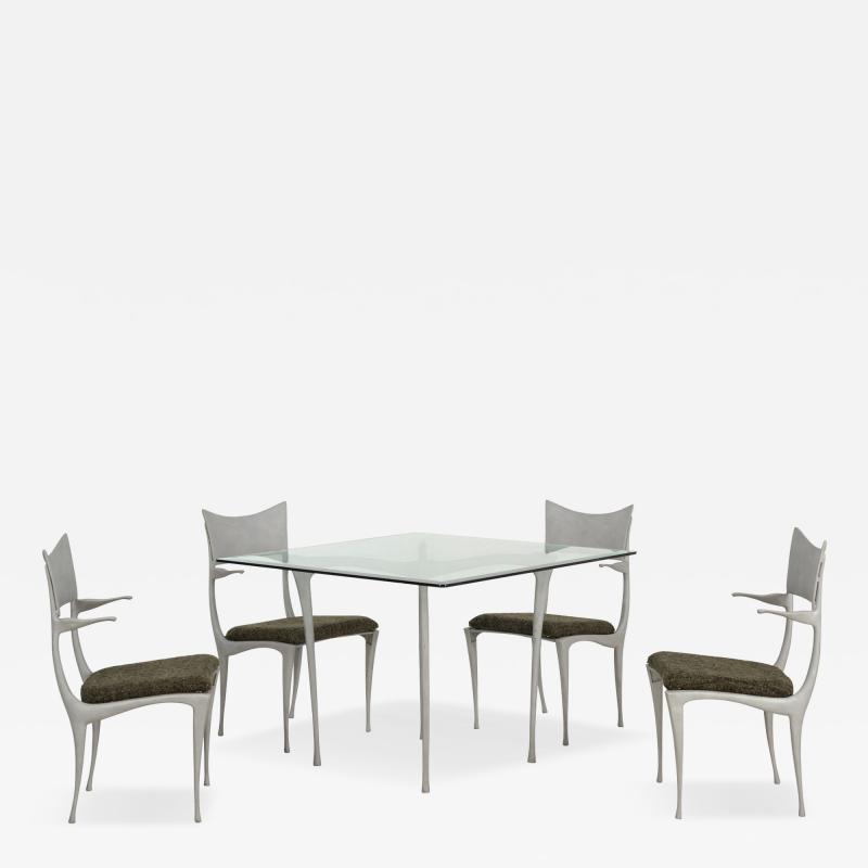 Dan Johnson Dan Johnson Style Aluminum Glass Dining Set by Kessler Industries Indoor Out