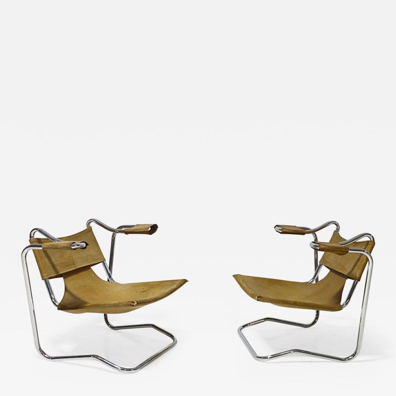 Dan Johnson Leather Sling Chairs 1970