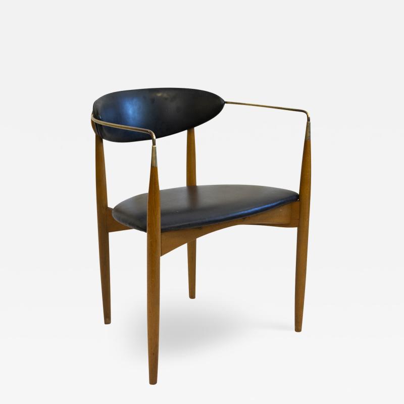 Dan Johnson Walnut and Brass Viscount Chair by Selig