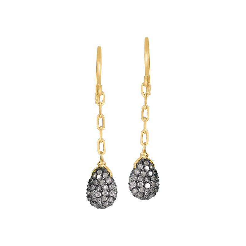 Dana Kellin Dana Kellin Diamond Rosebud Drop Gold Chain Dangle Earrings