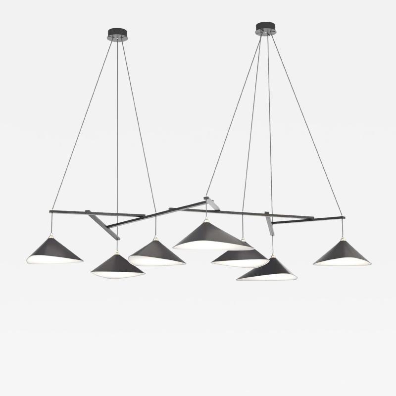 Daniel Becker Monumental Daniel Becker Emily 7 Chandelier in Black Gray with Black Oak Frame