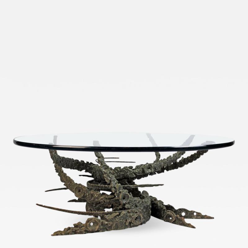 Daniel Gluck Cast and Welded Sculptural Bronze Round Swirl Coffee Table by Daniel Gluck