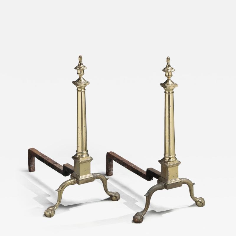 Daniel King CHIPPENDALE BRASS ANDIRONS