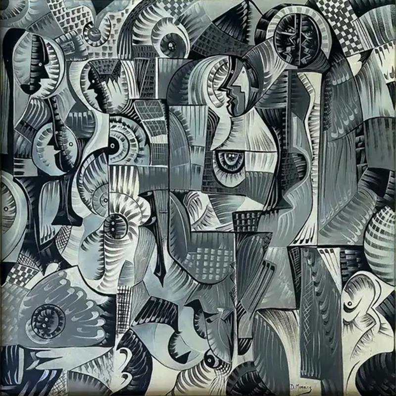 Daniel Morales Daniel Morales Cuban American Abstract Painting on Canvas 1970s