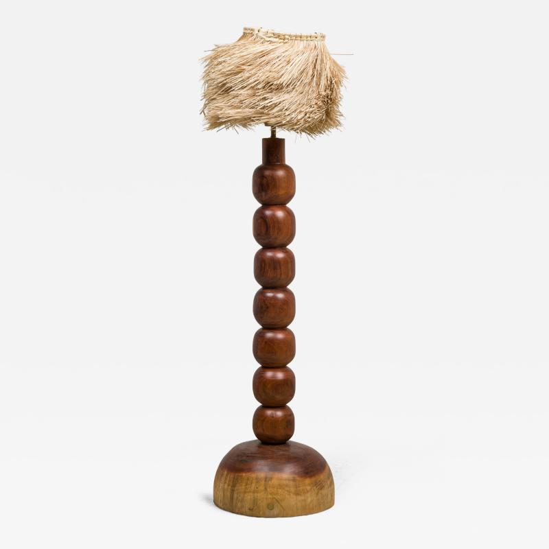 Daniel Orozco Mexican Contemporary Natural Jabin Wood Floor Lamp with Palm Screen