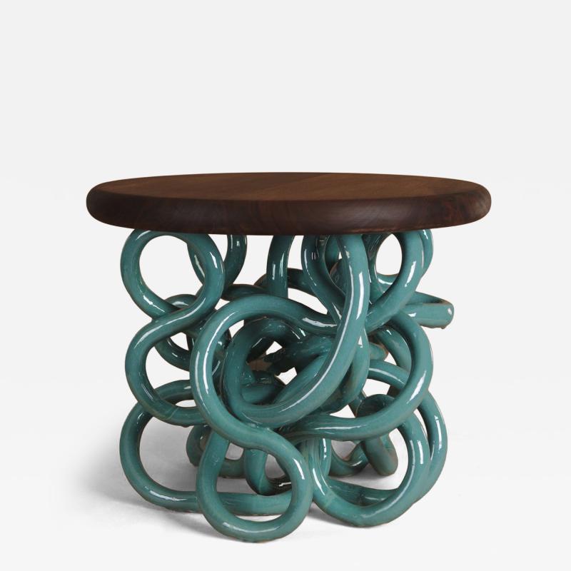 Daniel Shapiro Squiggle Table with Walnut Top
