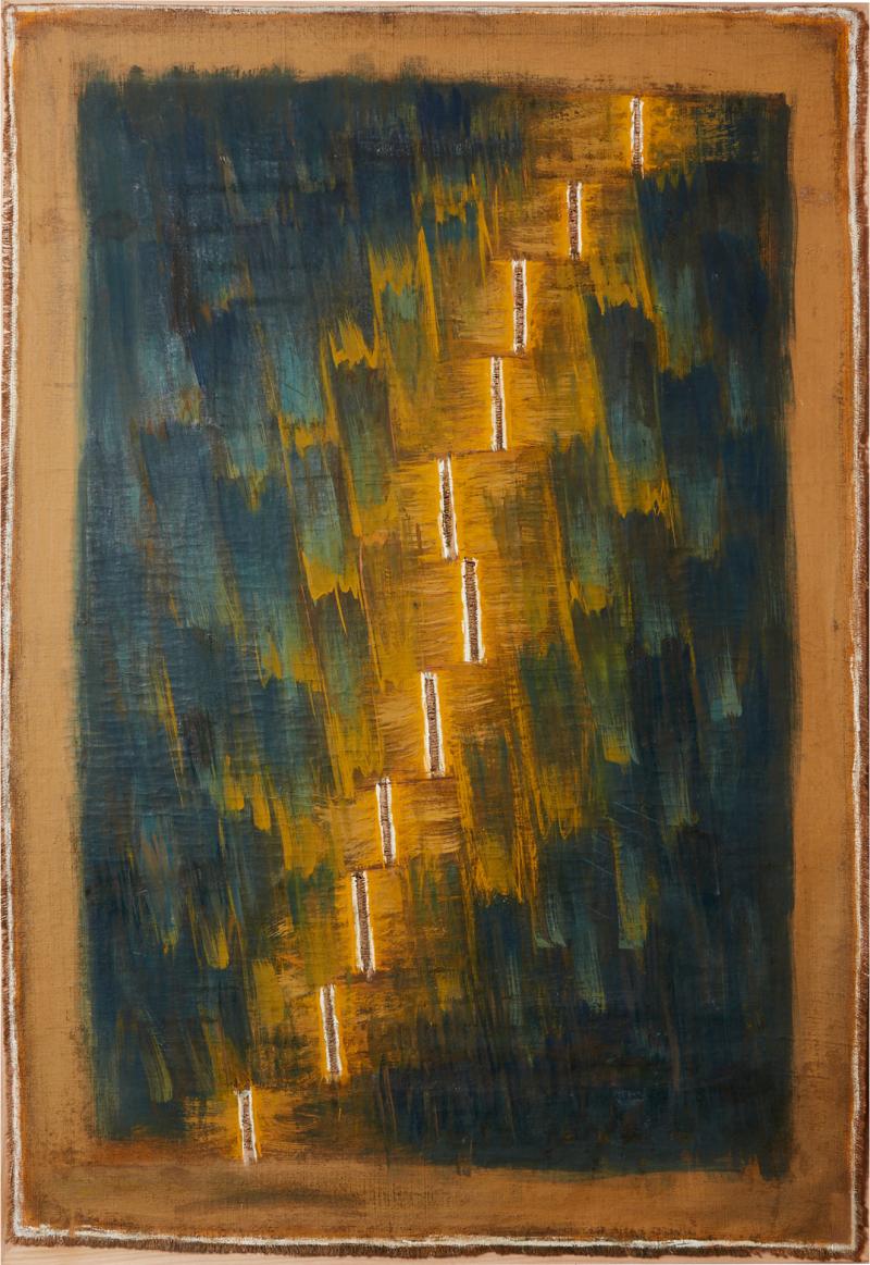 Danil Panagopoulos large oil on jute framed 1989