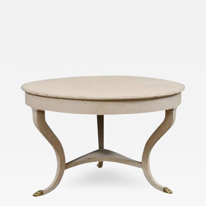 Danish 1810s Painted Hall Center Table with Curving Legs and Brass Lion Paw Feet