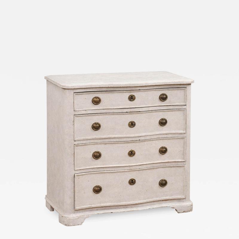 Danish 1880s Off White Painted Serpentine Front Chest with Graduated Drawers