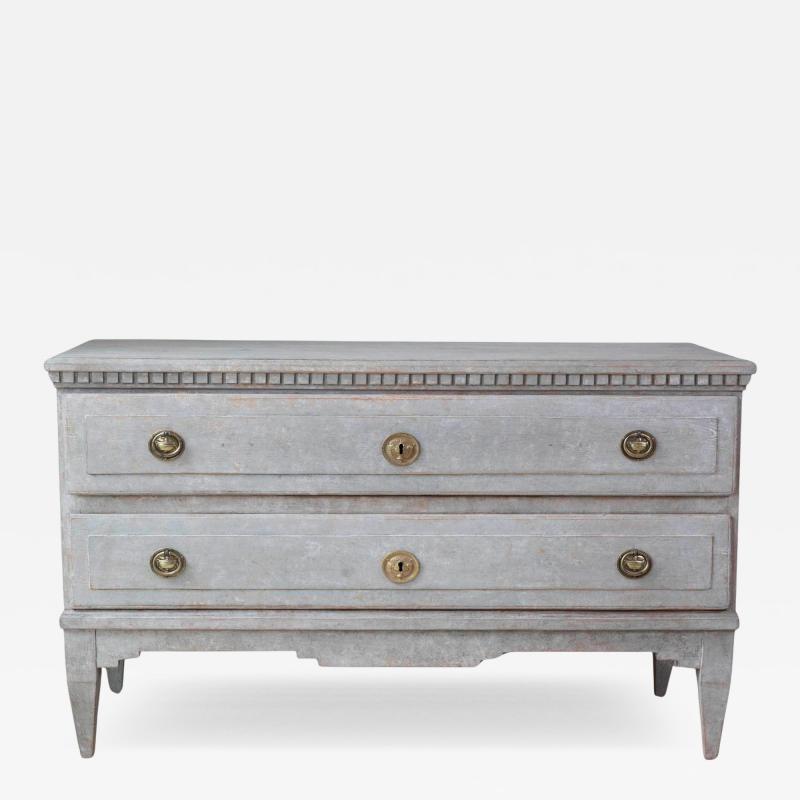 Danish 19th Century Gustavian Grey Painted Chest of Drawers