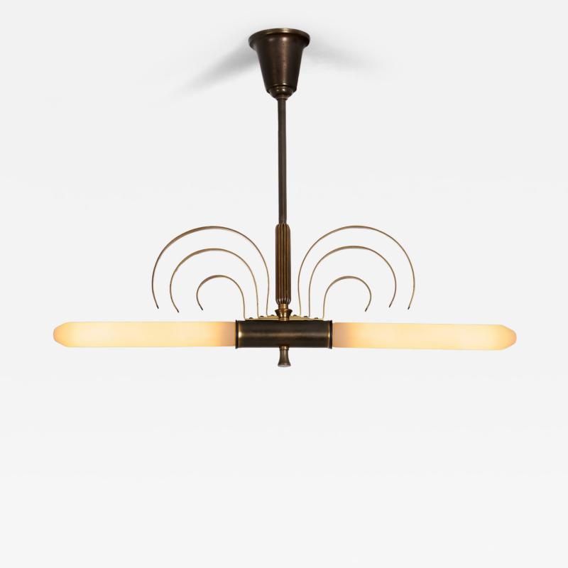 Danish Art Deco Brass Hanging Lamp Denmark 1940s