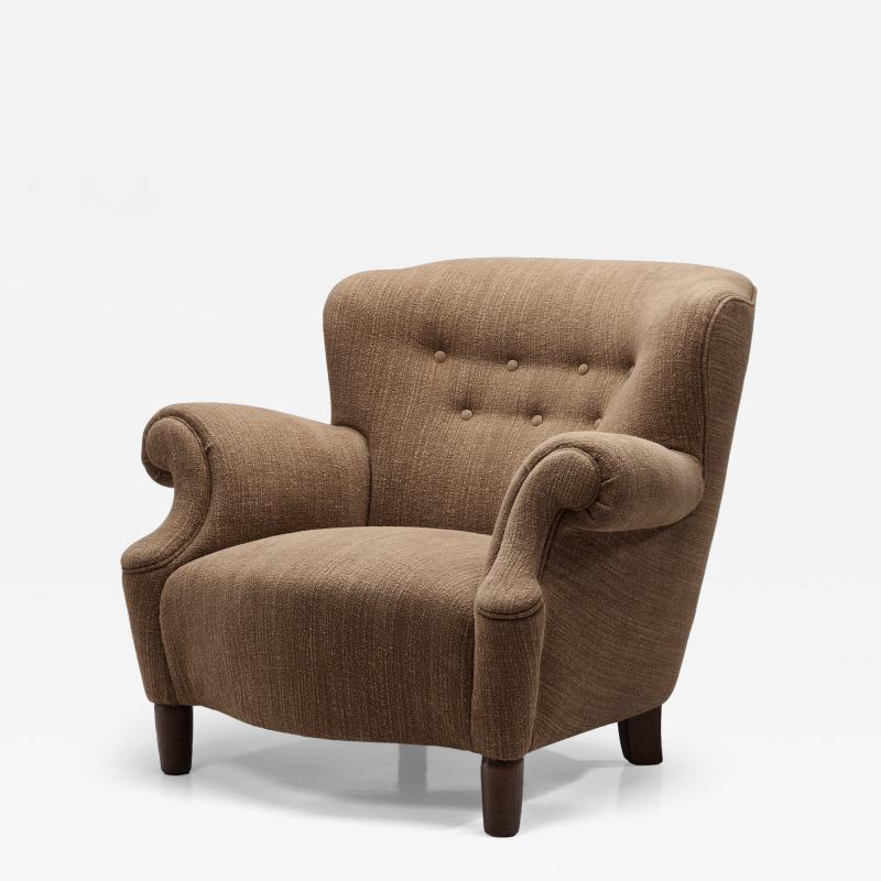 Danish Cabinetmaker Armchair in Light Brown Upholstery Denmark 1940s