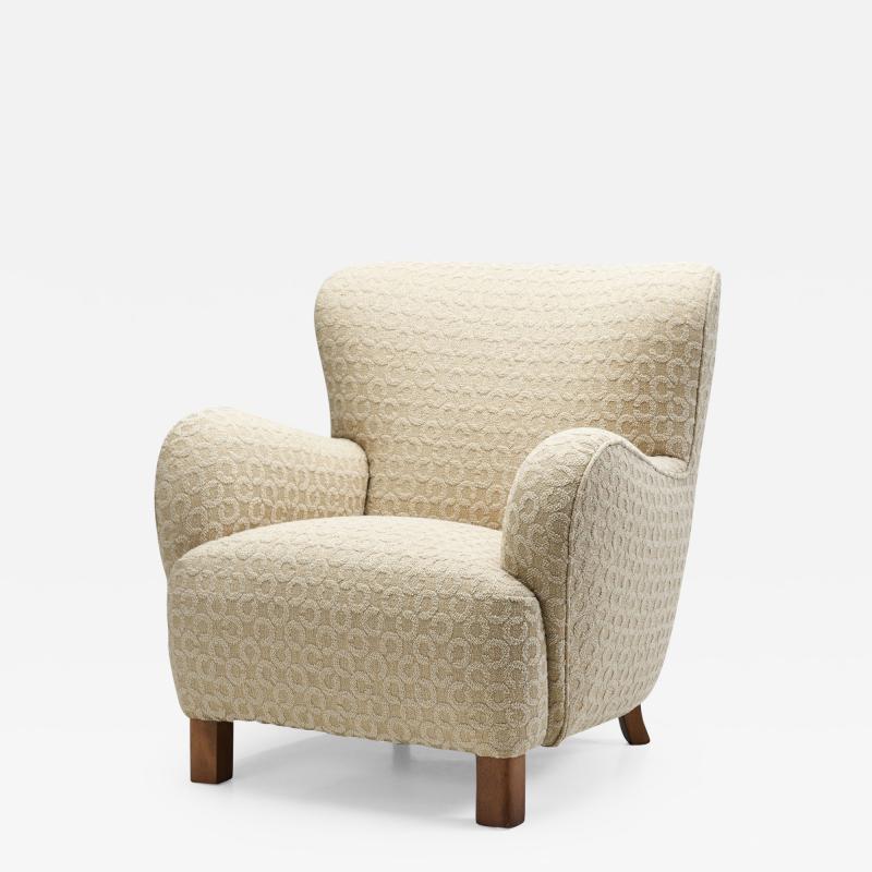 Danish Cabinetmaker Armchair with Patterned Upholstery Denmark 1940s