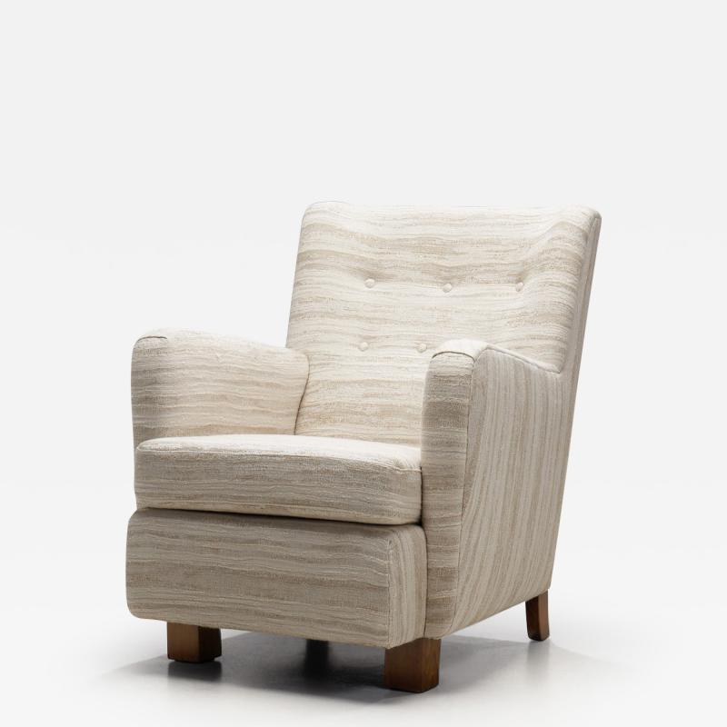 Danish Cabinetmaker Armchair with Stained Beech Legs Denmark ca 1940s