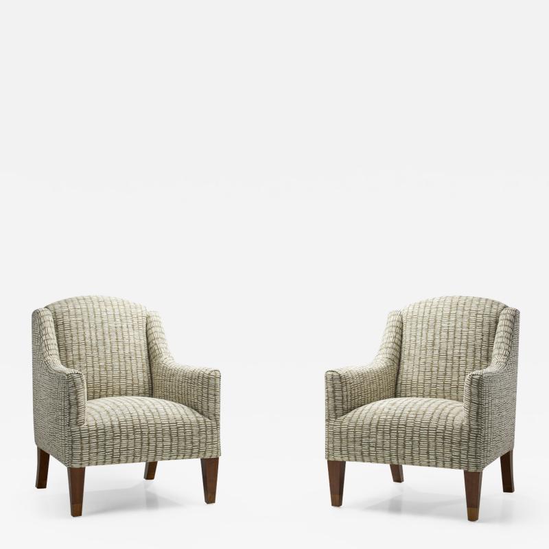 Danish Cabinetmaker Pair of Easy Chairs with Mahogany Legs Denmark ca 1950s