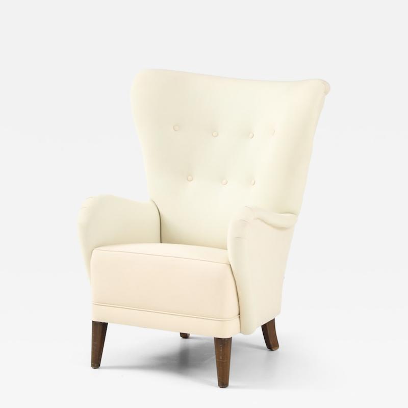 Danish Cabinetmaker Wing Back Lounge Chair Denmark 1940 s