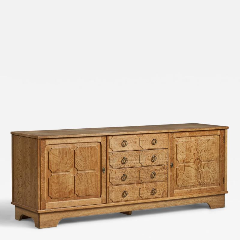 Danish Designer Cabinet with Oak and Brass Denmark 1940s