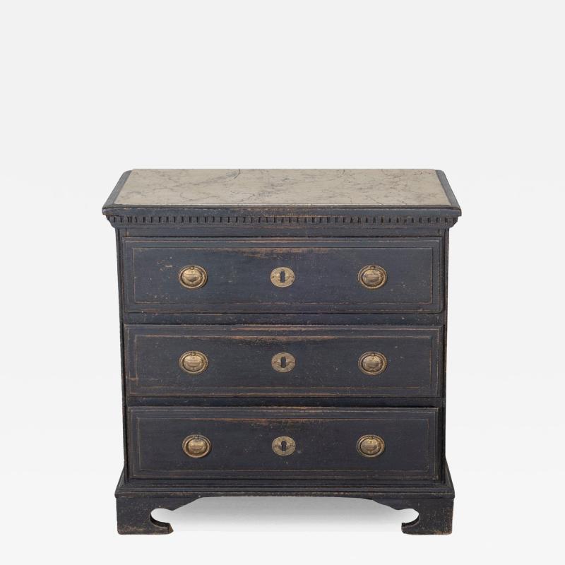Danish Louis Seize Style Chest of Drawers with Painted Marble Top circa 1920