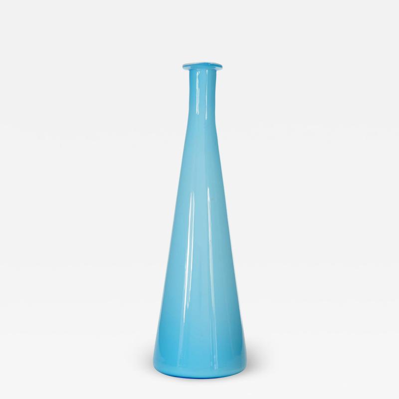 Danish Mid Century Blue and White Glass Bud Vase