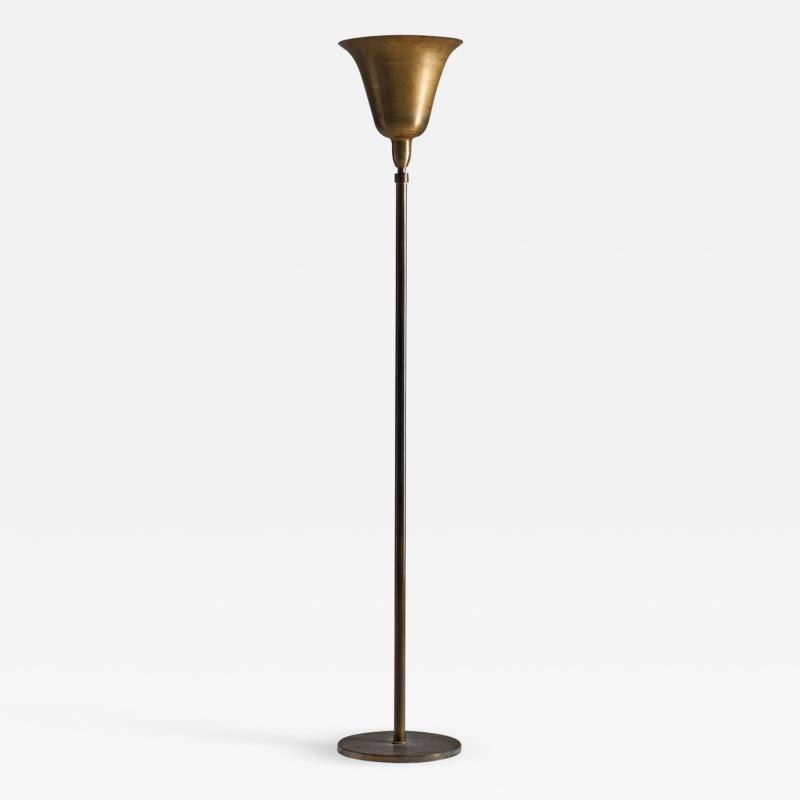 Danish Mid Century Uplight Floor Lamp in Brass Denmark 1940s