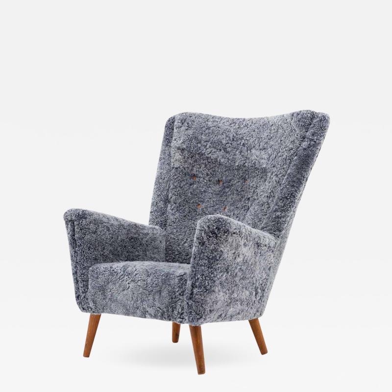 Danish Midcentury Lounge Chair in Sheepskin