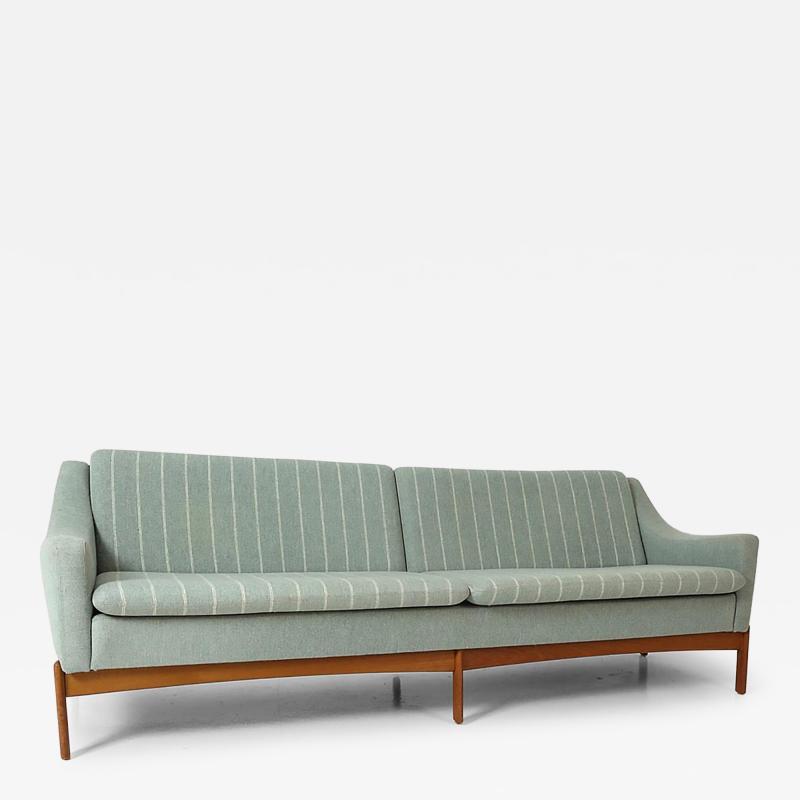 Danish Modern 4 Seat Teak Base Sofa Original Fabric Presents Well