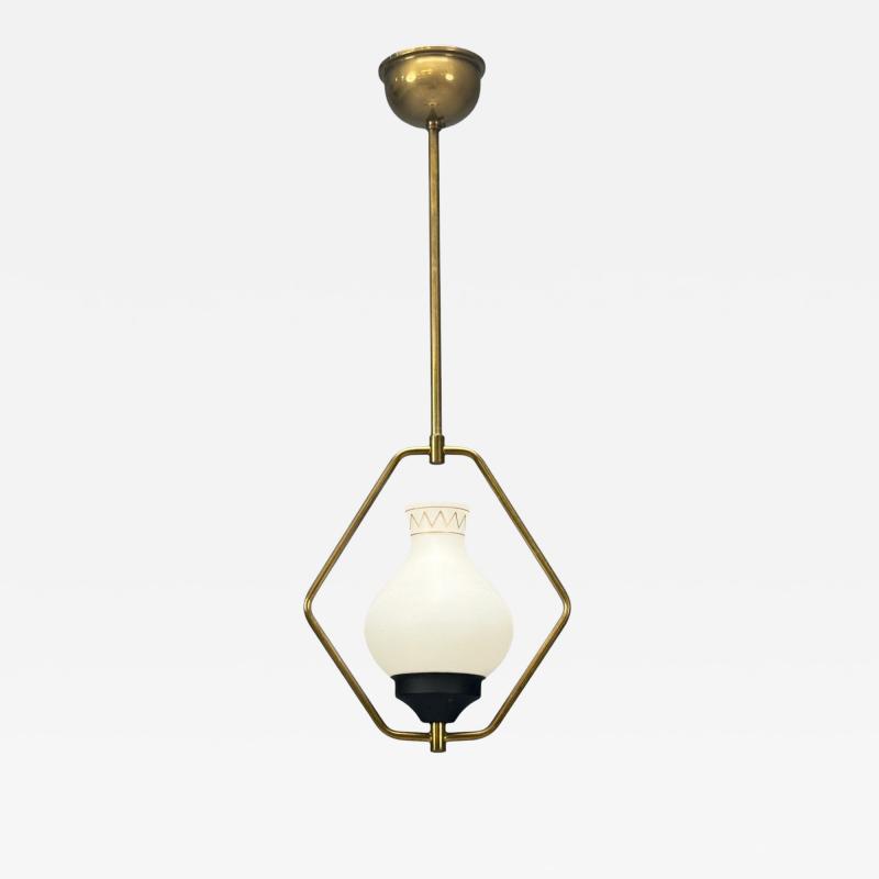 Danish Modern Brass Glass Pendant Light Denmark 1960s
