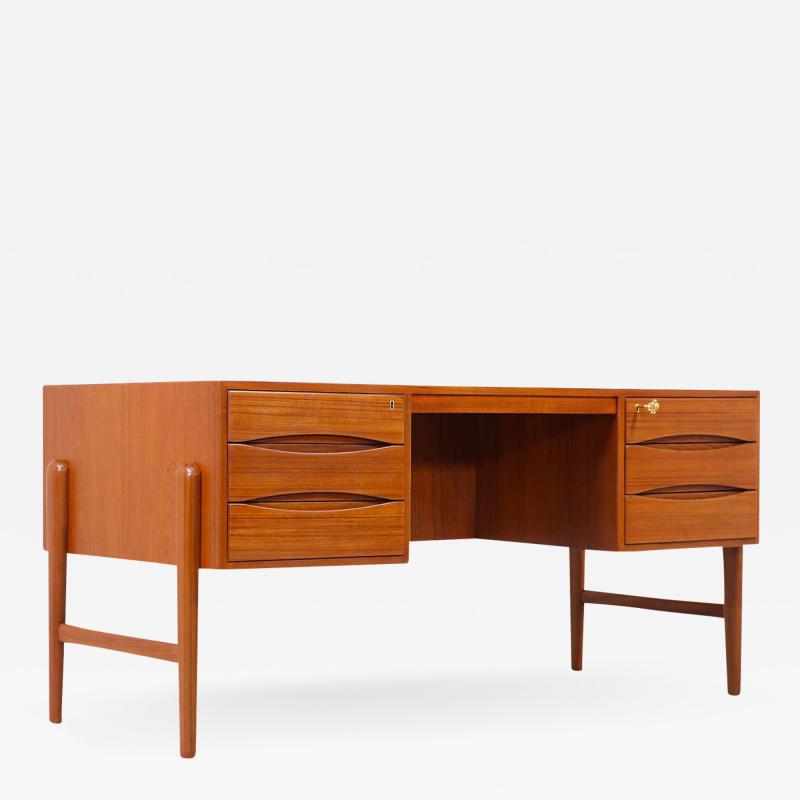 Danish Modern Executive Teak Desk with Bookshelf