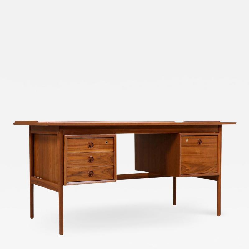 Danish Modern Executive Teak Desk with Raised Edges