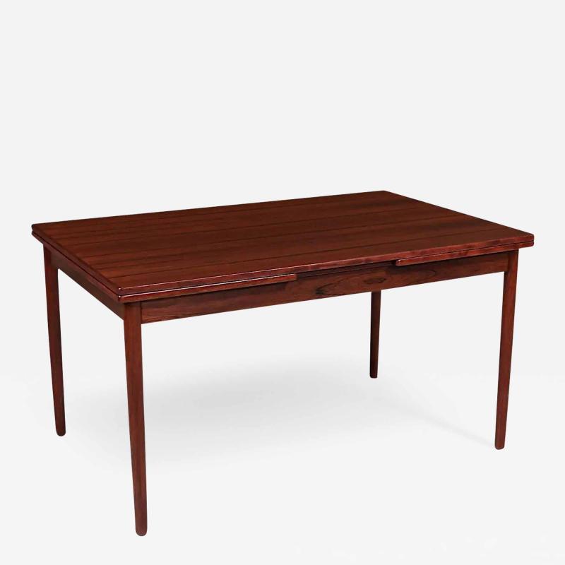 Danish Modern Expanding Rosewood Dining Table with Draw Leaves