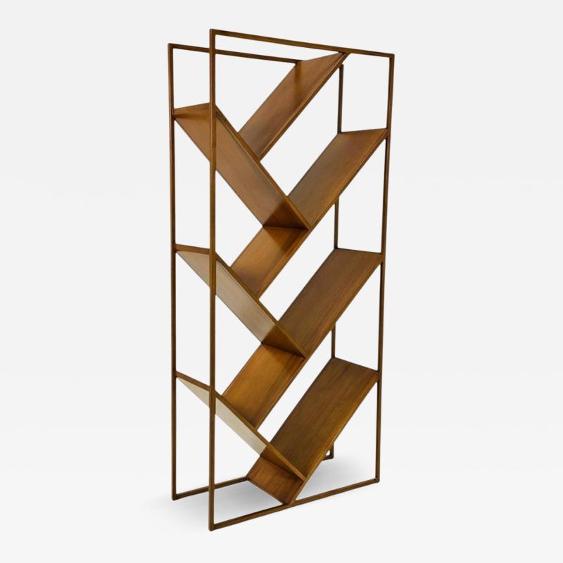 Danish Modern Geometric Wood tag re Open Display Bookcase Mid Century Style