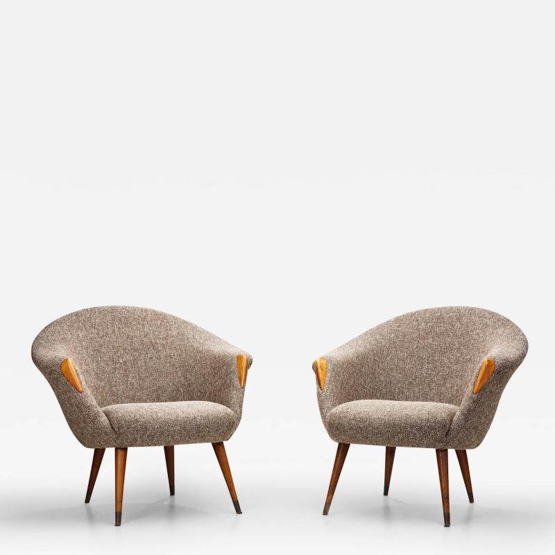 Danish Modern Lounge Chairs with Wooden Accents Denmark ca 1950s