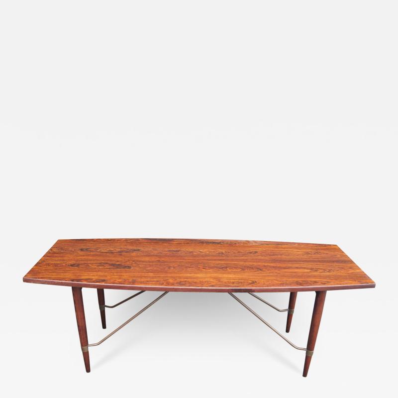 Danish Modern Rosewood and Copper Coffee Table