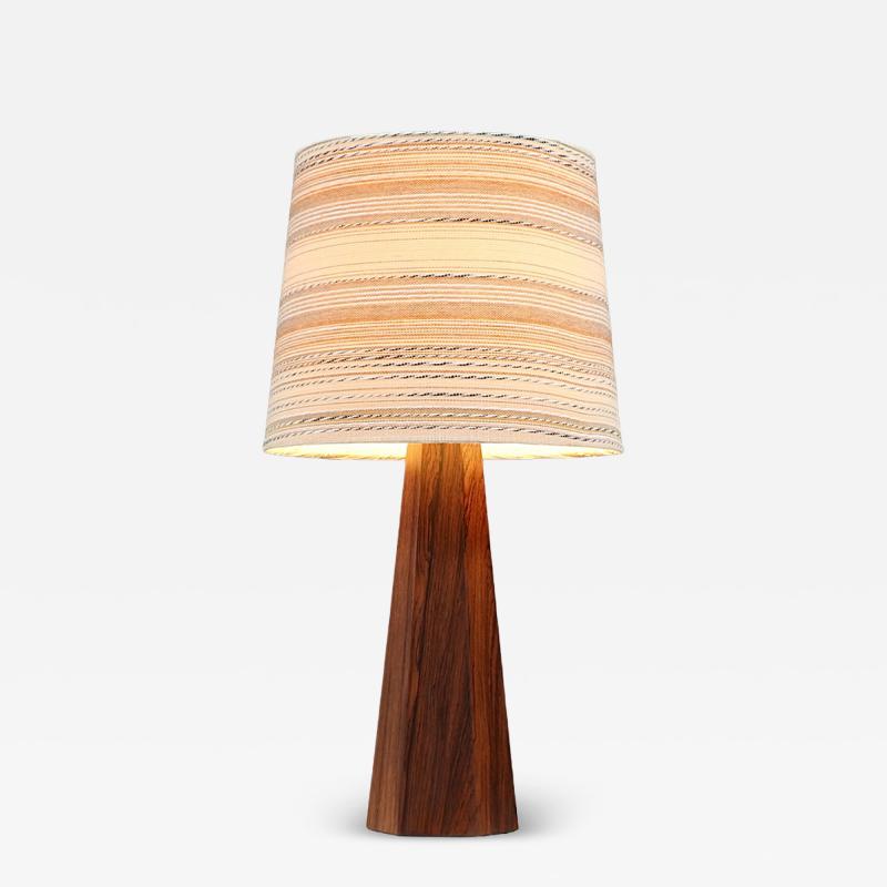 Danish Modern Sculpted Hexagonal Rosewood Table Lamp